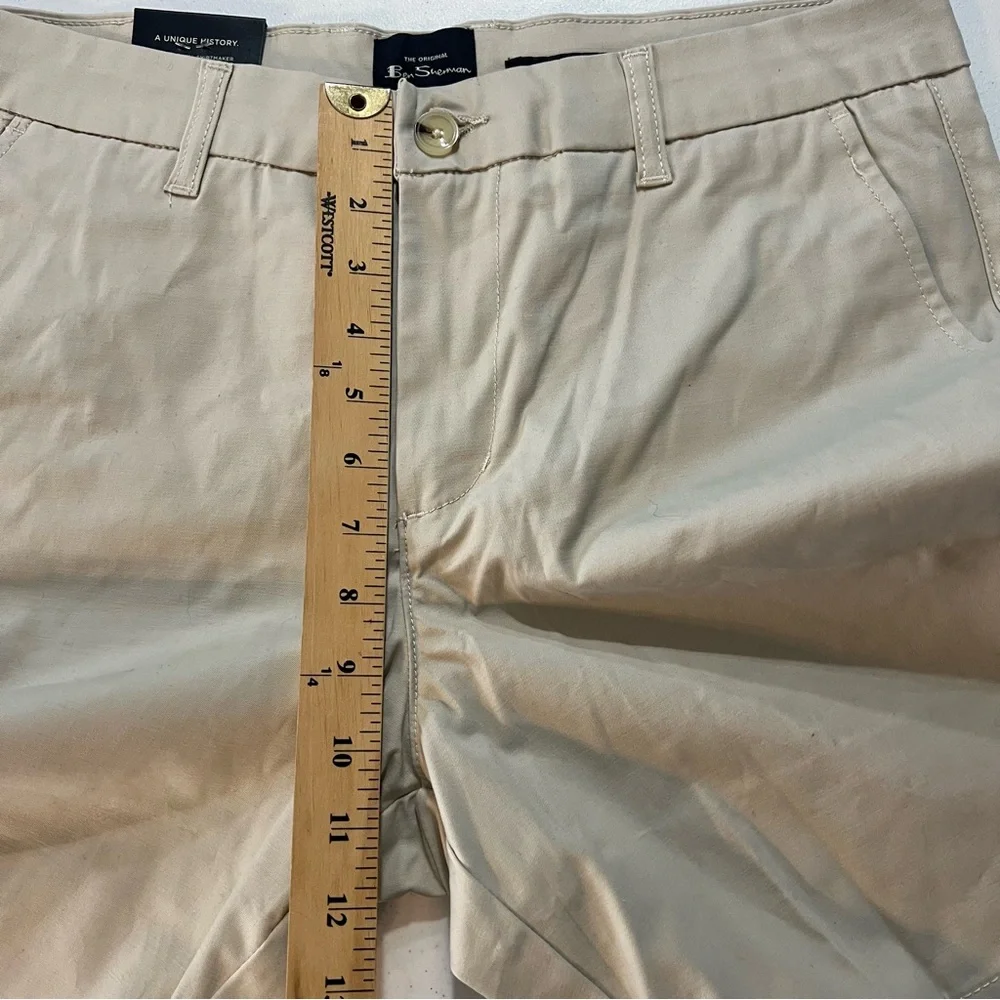 Ben Sherman Mens Regular Fit Stretch 8” Flat Chino Shorts Size 32W Beige Classic - Picture 7 of 13